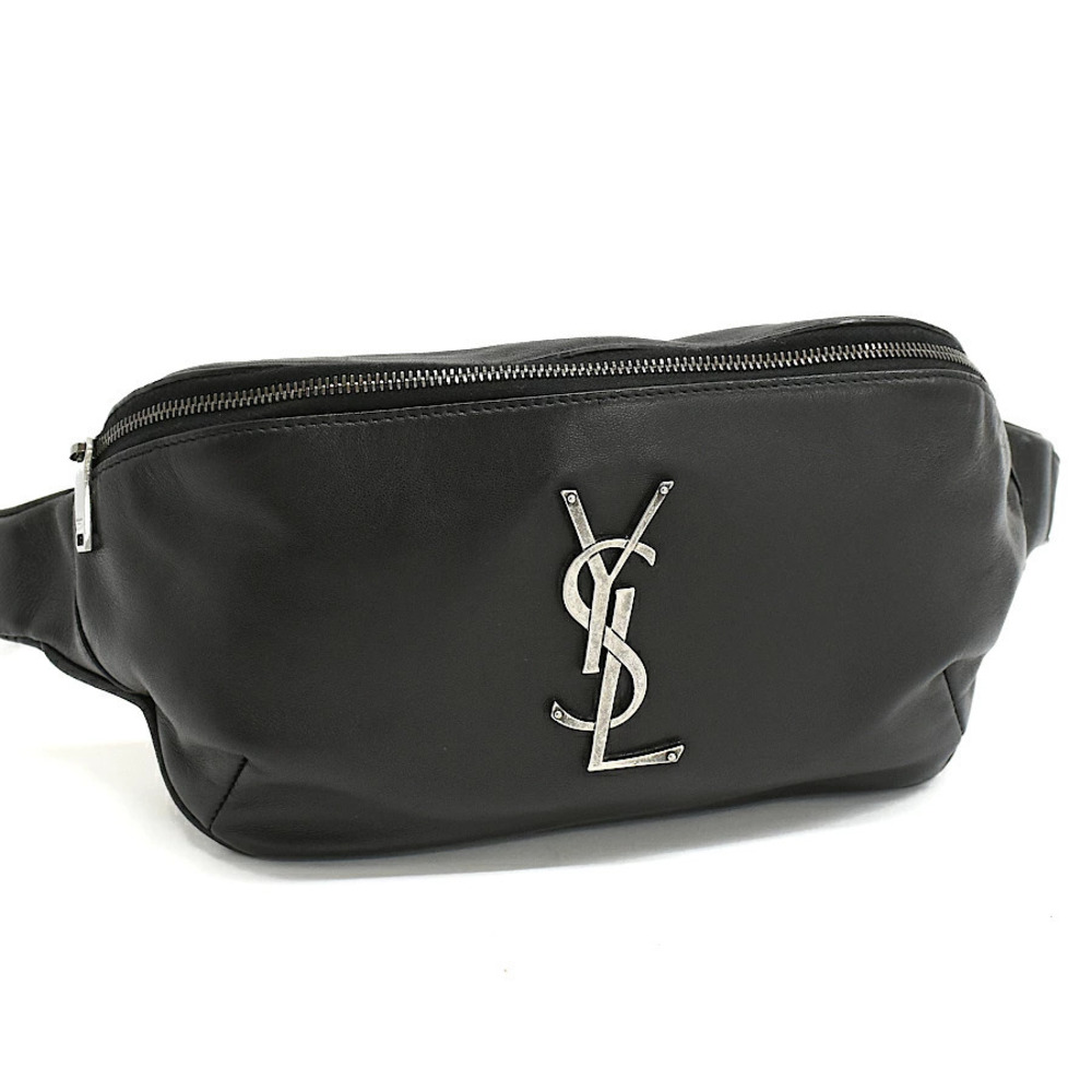 Saint Laurent Paris Monogram Belt Body Bag Cassandra YSL Leather Black